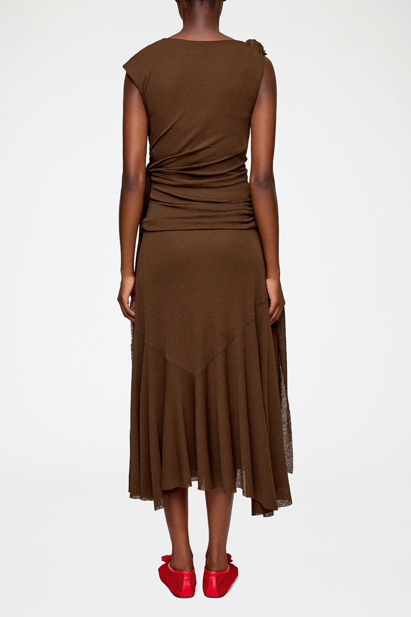 Robe longue en maille chin&eacute;e, Recycled Polyester, in colour Demitasse - 3 - GANNI