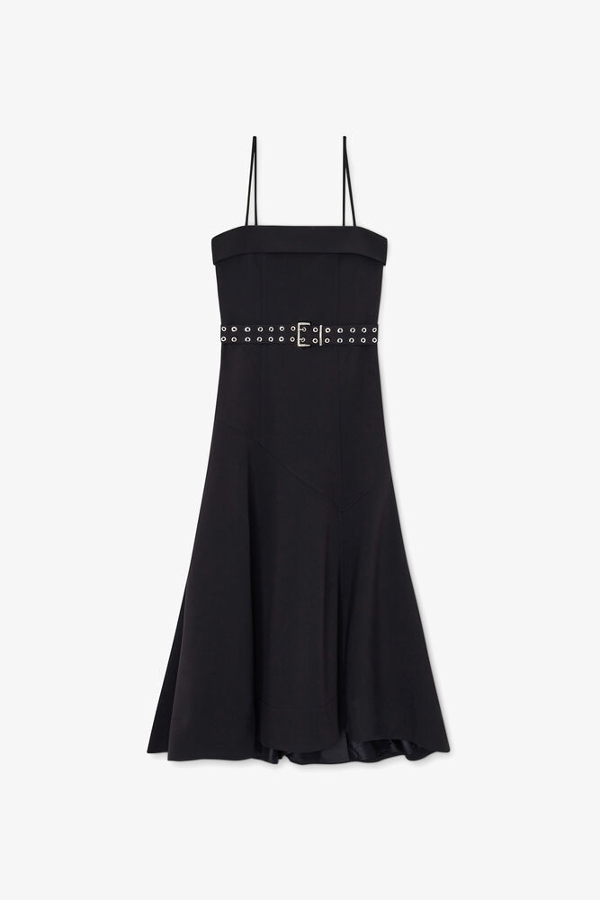 Dress in Black Twill Suiting, Black