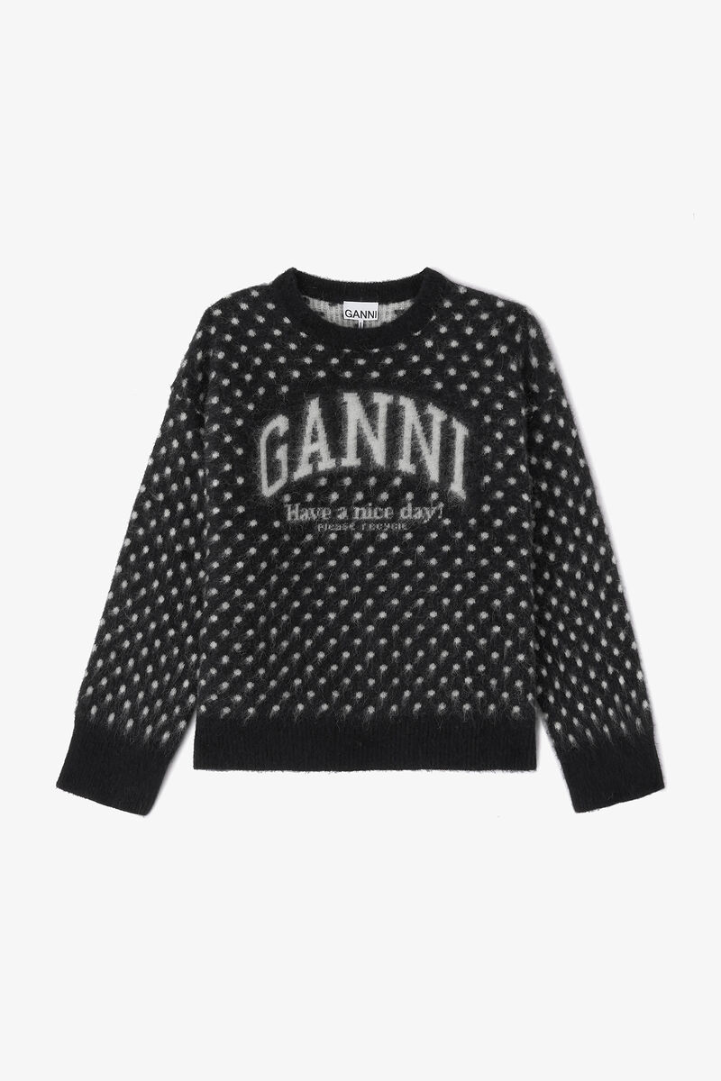 Polka Brushed Sweater, Alpaca, in colour Black - 1 - GANNI