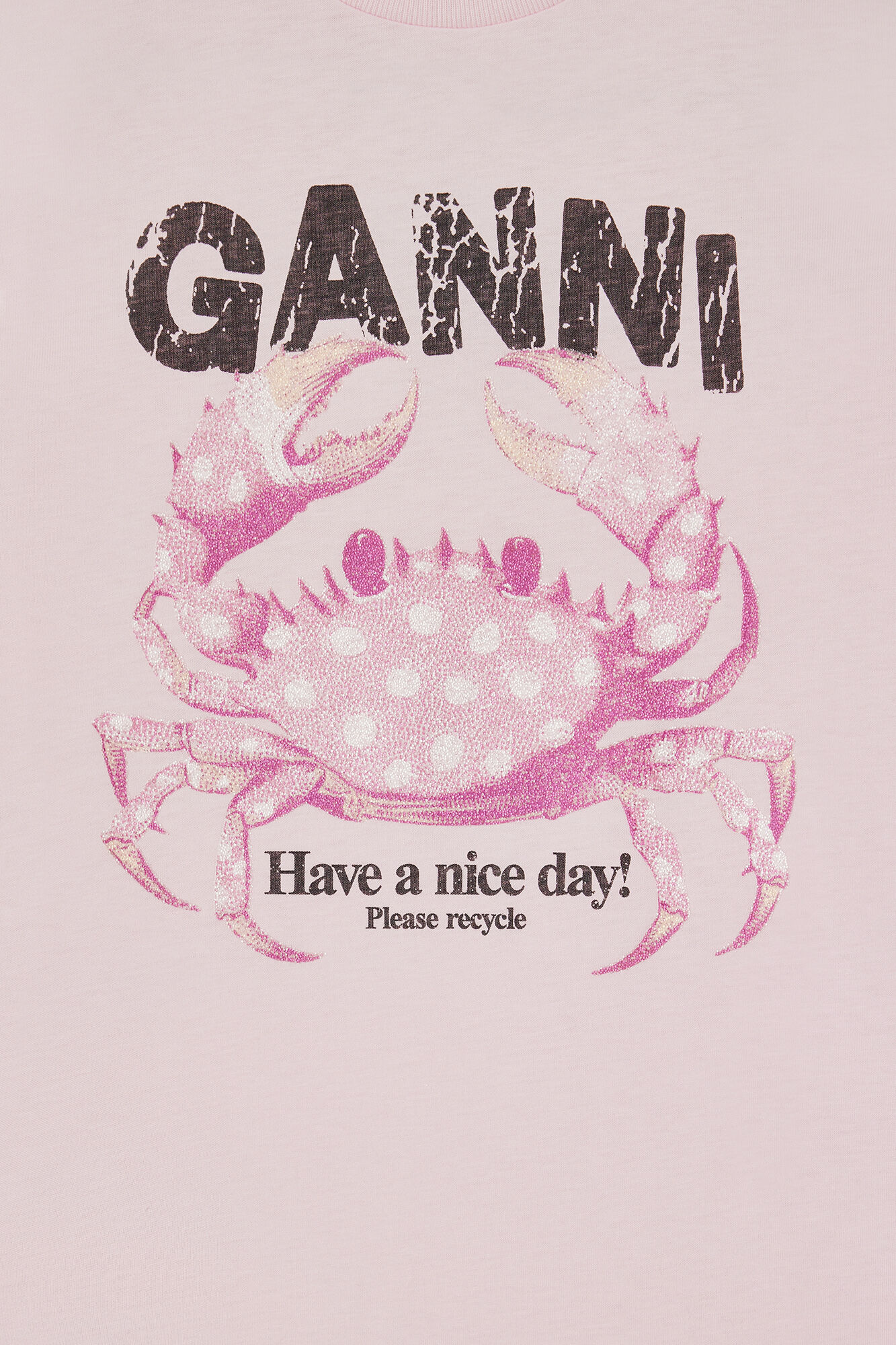 T-shirt with Crab, Organic Cotton, in colour Chalk Pink - 3 - GANNI