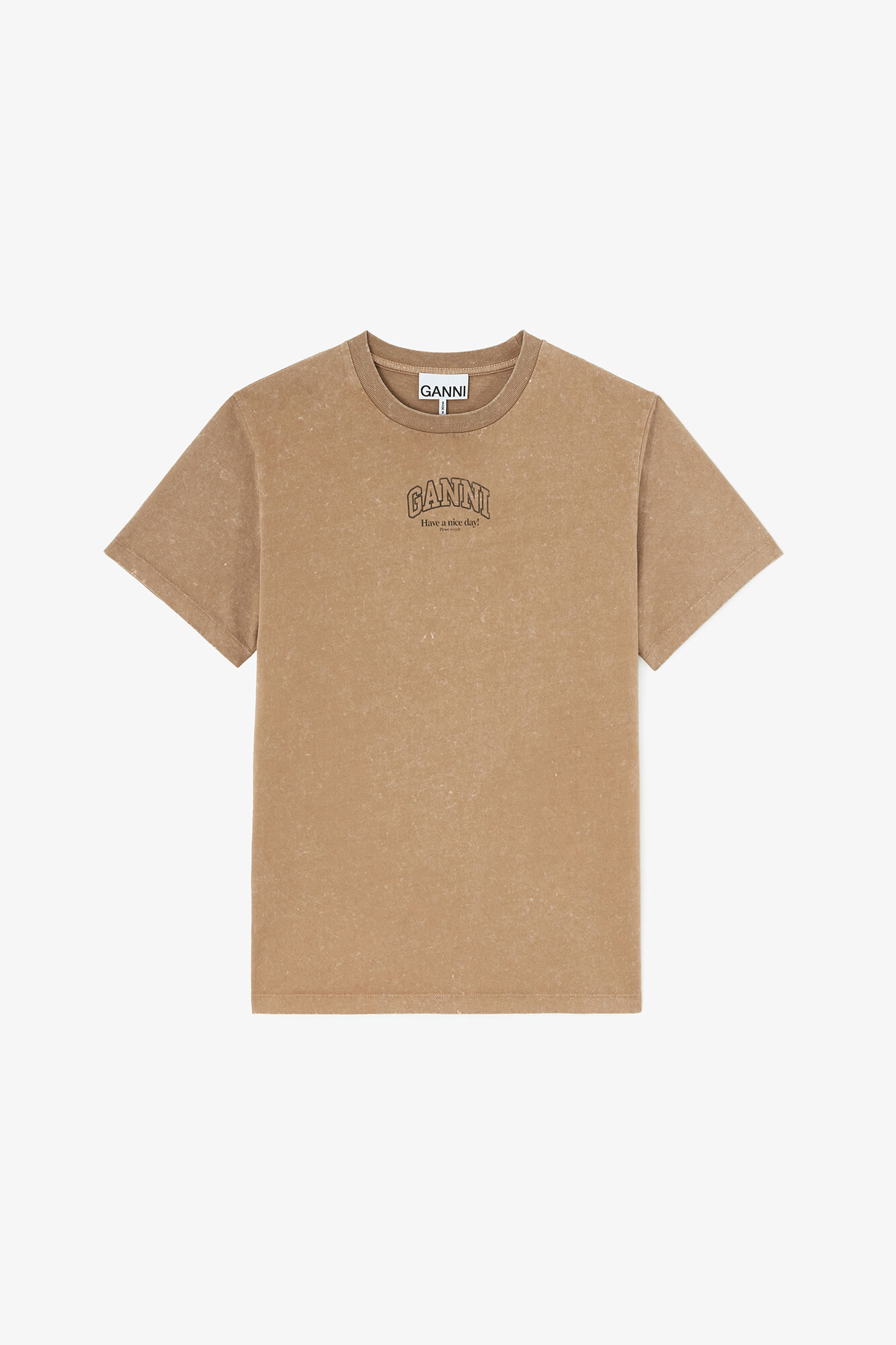Essentials Tee with Washed Effect, Organic Cotton, in colour Coca Mocha - 1 - GANNI