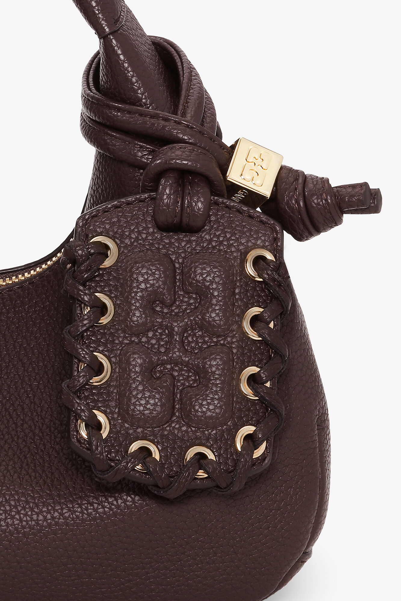 Brown Mini Hobo Bag, Recycled Polyester, in colour Chicory Coffee - 4 - GANNI