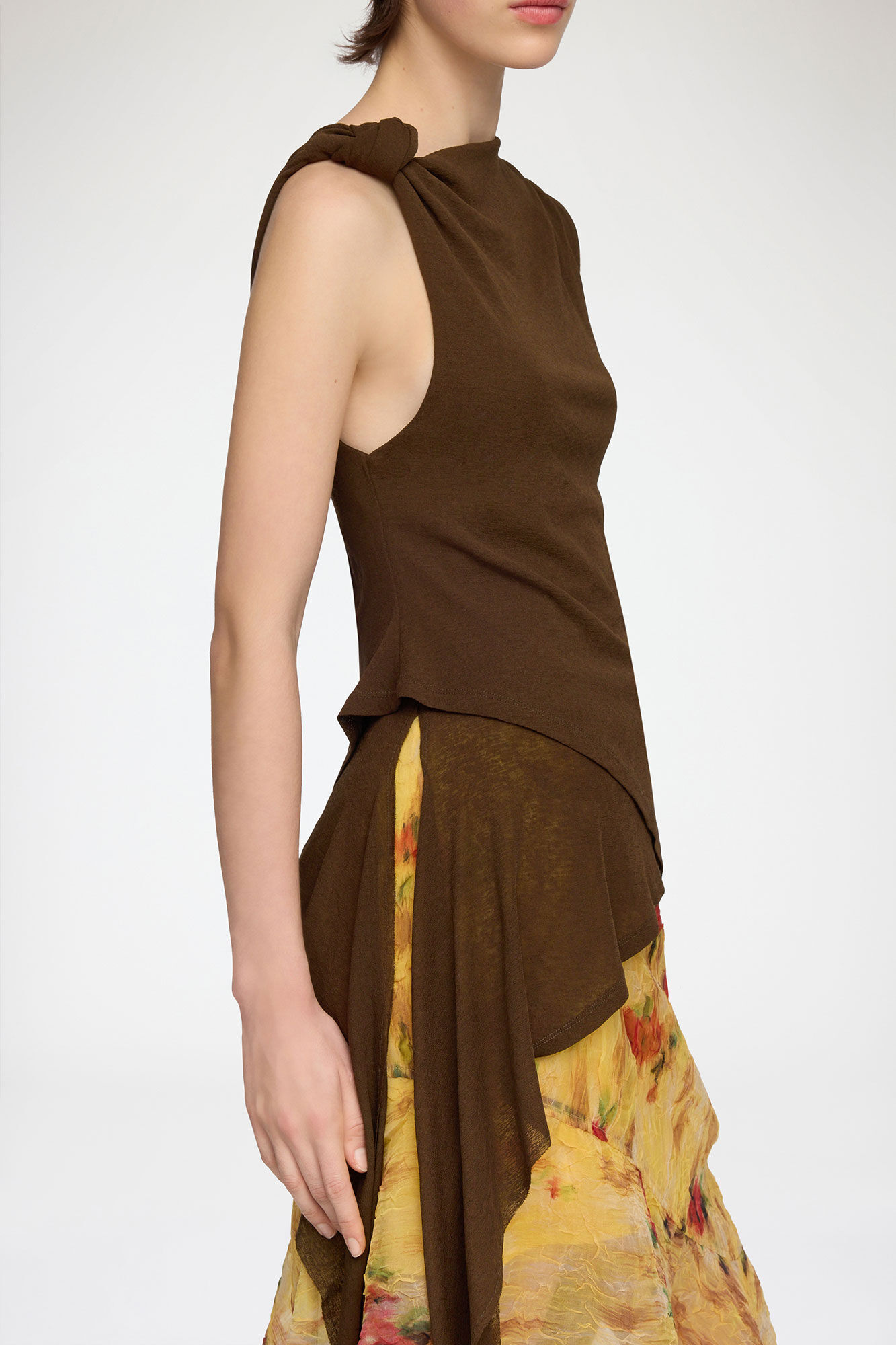 Top in Marl Mesh, Recycled Polyester, in colour Demitasse - 4 - GANNI