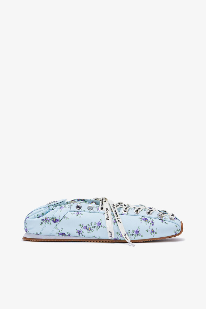 Sporty Ballerina in Blue Nylon, Recycled Polyester, in colour Iced Aqua - 1 - GANNI