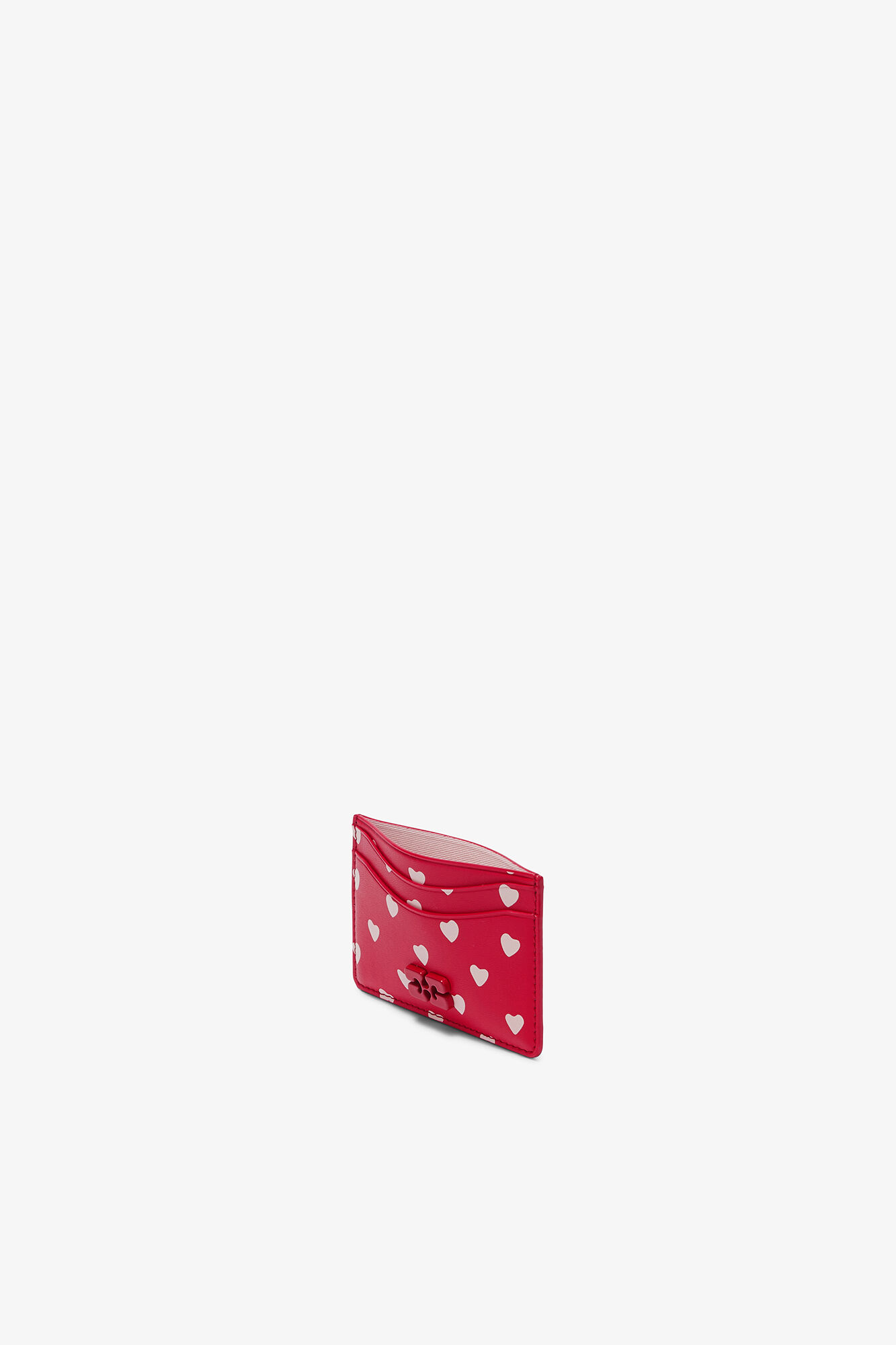 Porte-cartes &agrave; pois Bou, Recycled Leather, in colour Barbados Cherry - 3 - GANNI