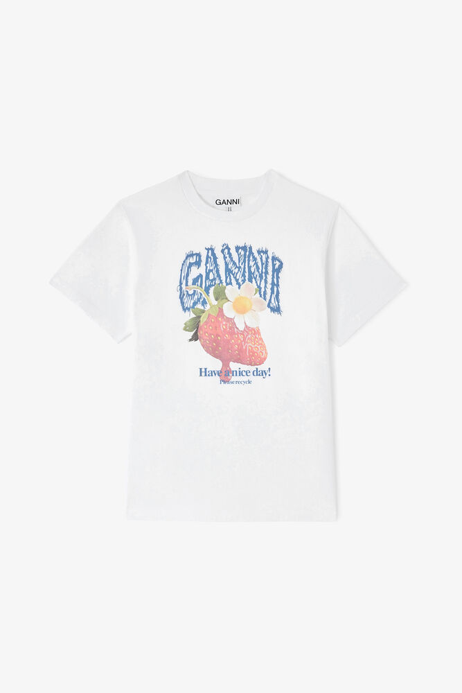 T-Shirt mit Erdbeermotiv, Bright White