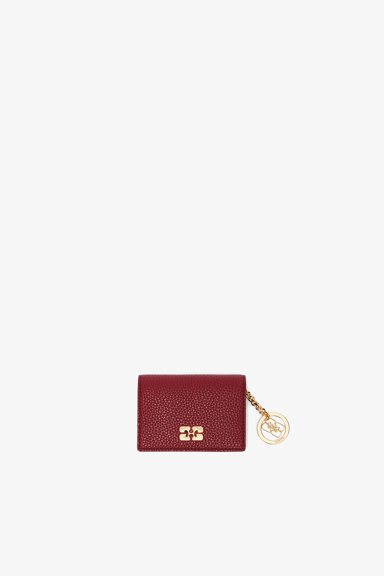Genarbter Bou-Kartenhalter mit Klappe in Rot, Recycled Polyester, in colour Red Dahlia - 1 - GANNI