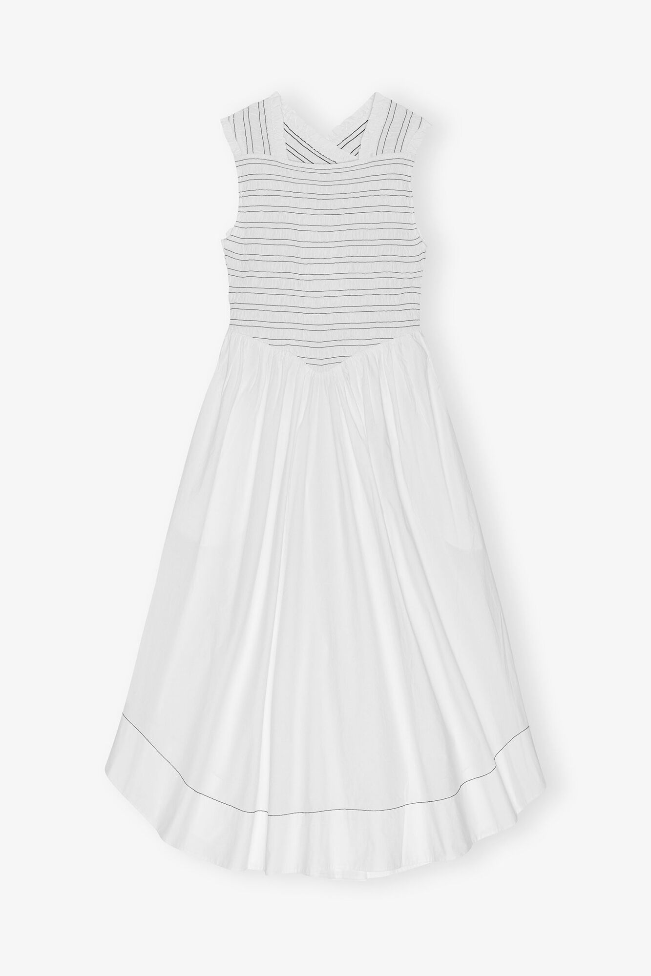 Washed Stretch Cotton Smock Midi Dress, Cotton, in colour Bright White - 1 - GANNI