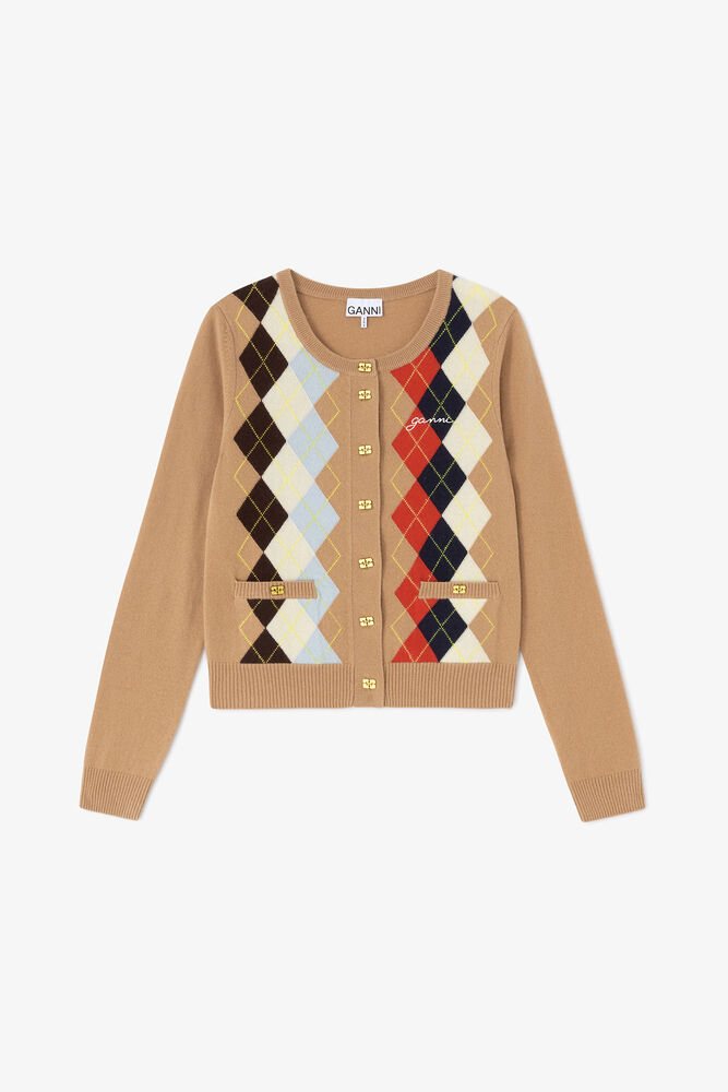 Argyle Print Cardigan, Incense