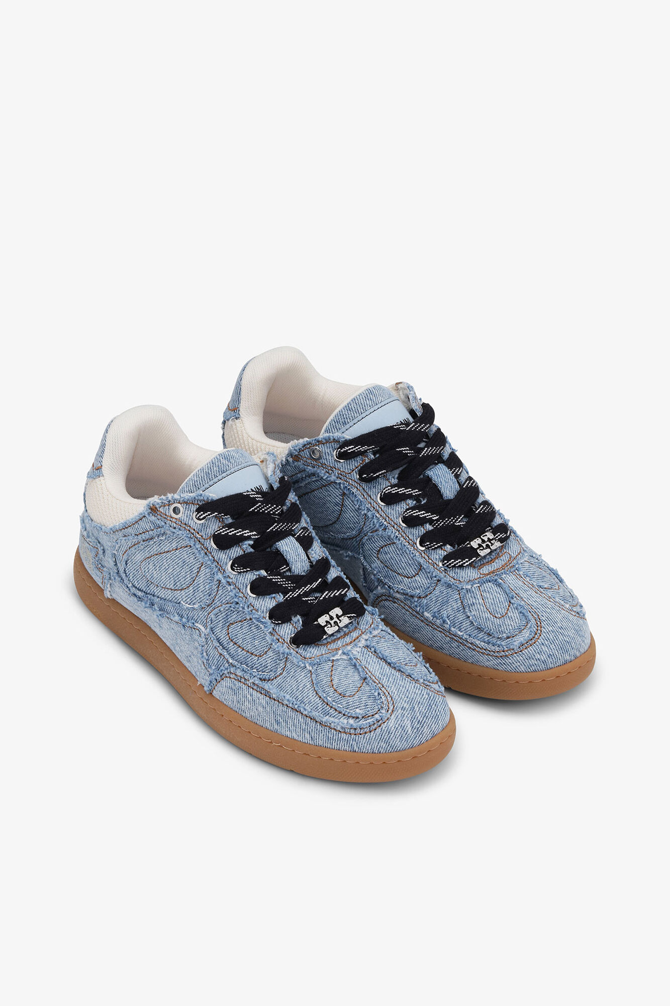 08-Jeans-Sneaker mit offenen S&auml;umen, Cotton, in colour Light Blue Vintage - 2 - GANNI