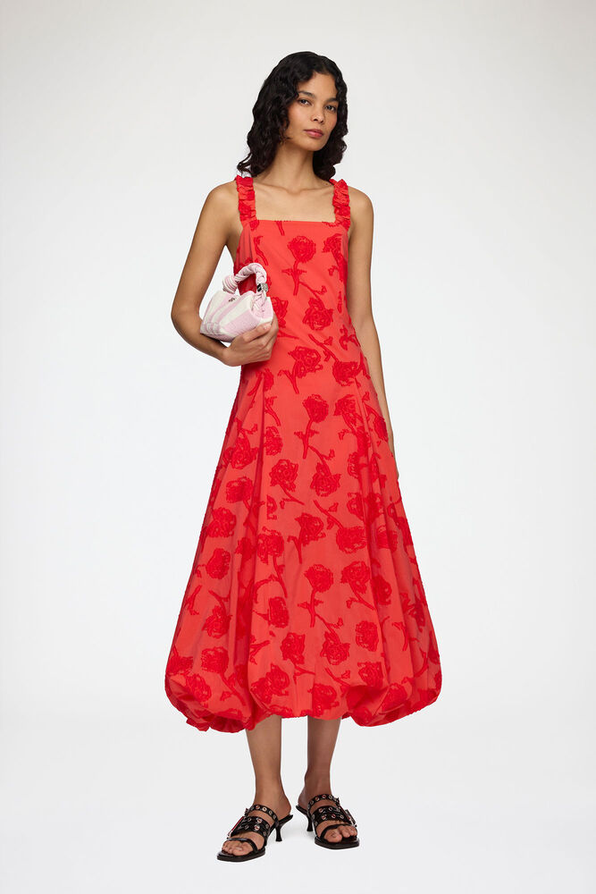 Dress in Red Fil Coupe, Fiery Red