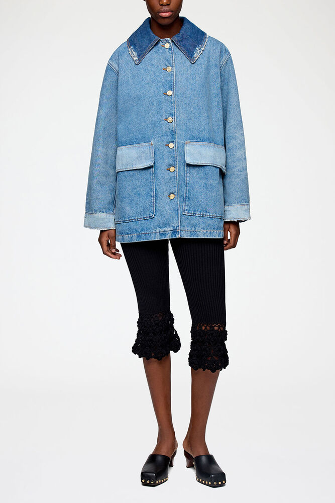 Jacket in Patchwork Denim, Mid Blue Vintage