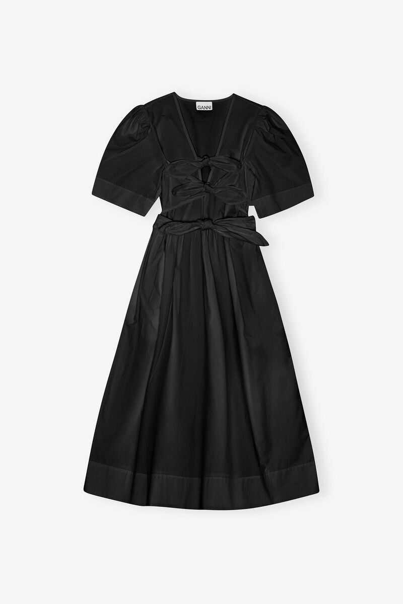 Black Stretch Cotton Dress, Organic Cotton, in colour Black - 1 - GANNI