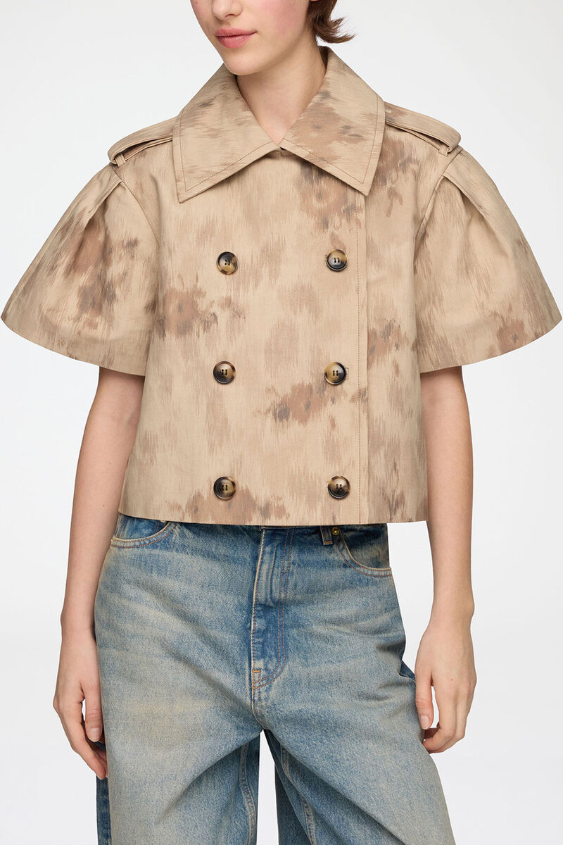 Jacke aus bedruckter Baumwolle, Organic Cotton, in colour Warm Sand - 2 - GANNI