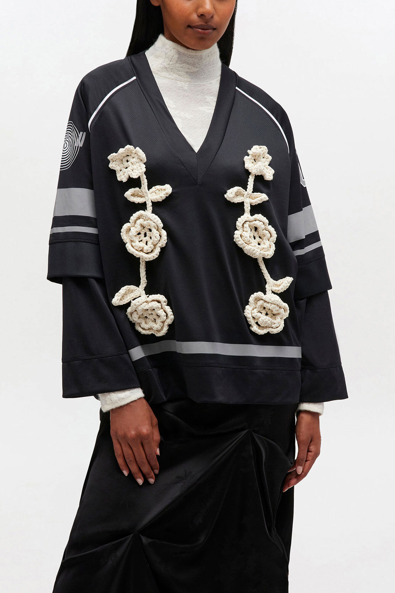 Black League Long-sleeve, Polyester, in colour Black - 1 - GANNI