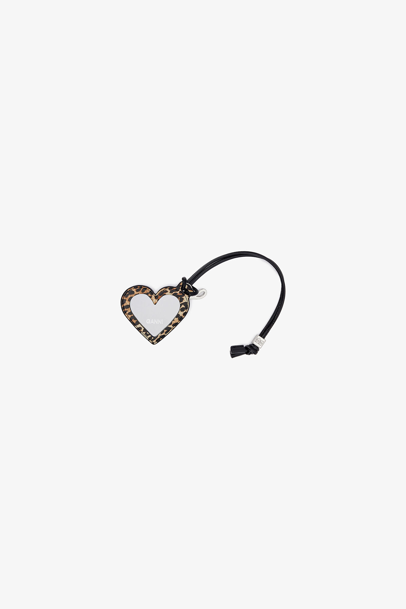Leopard Print Bou Heart Mirror, Recycled Leather, in colour Leopard - 2 - GANNI