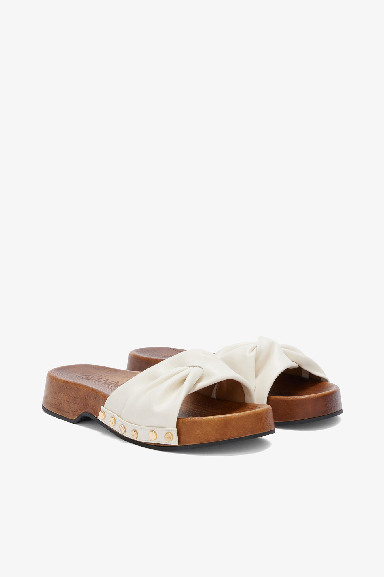 Tia Fairy clogs i hvid, Recycled Leather, in colour Egret - 2 - GANNI