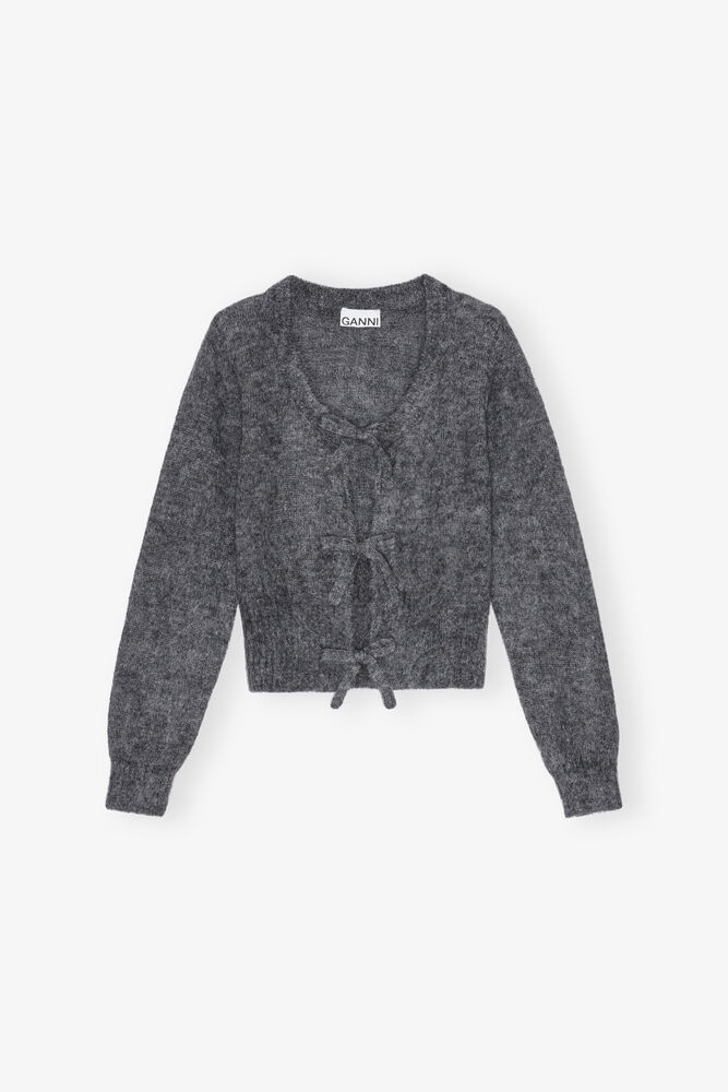 Grey Light Mohair Tie String Cardigan, Paloma Melange