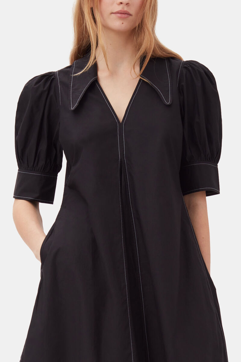 Midikleid aus Popeline, Cotton, in colour Black - 2 - GANNI