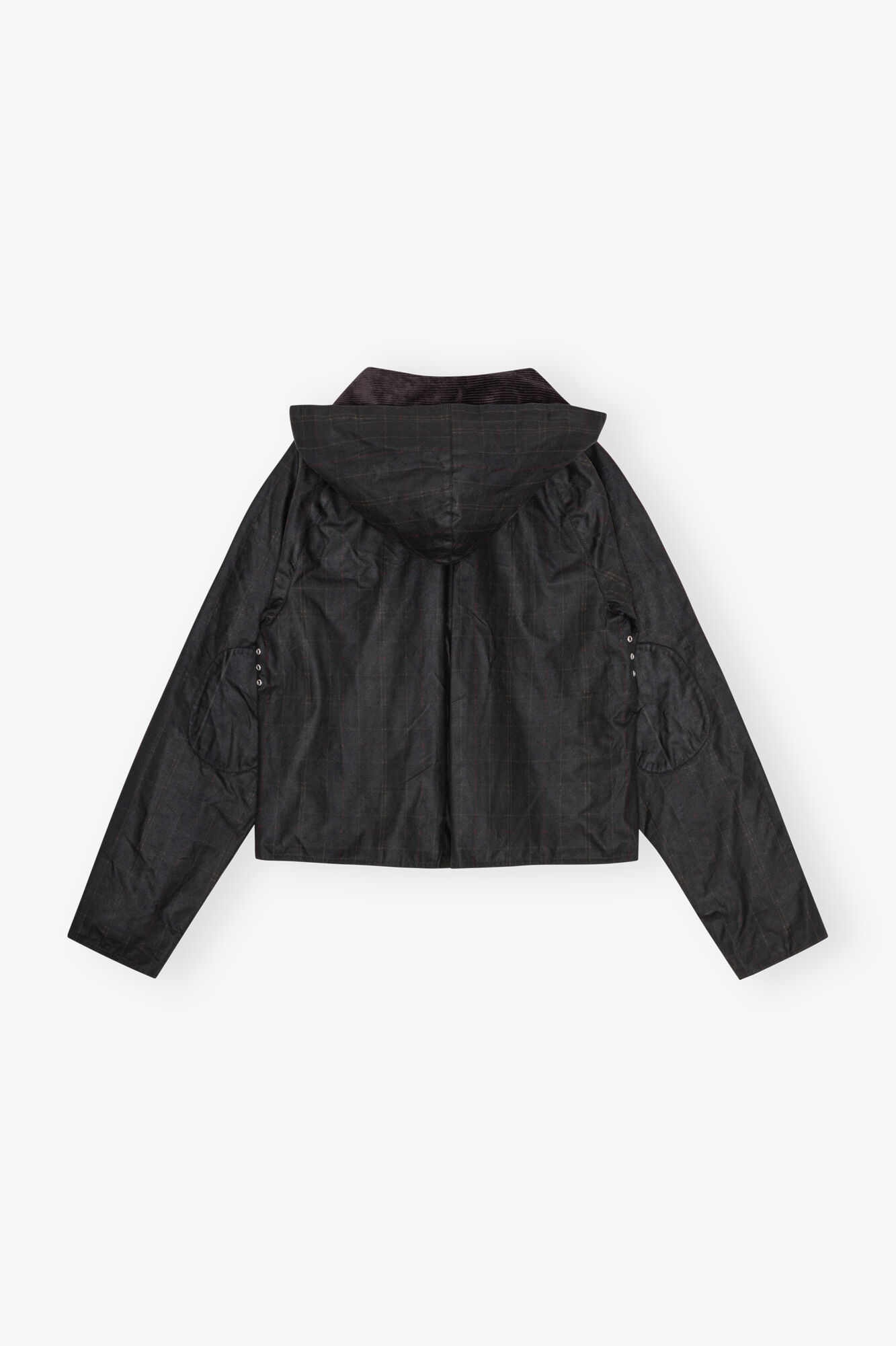 GANNI x Barbour Tartan Waxed Anorak, Organic Cotton, in colour Dark Green - 2 - GANNI