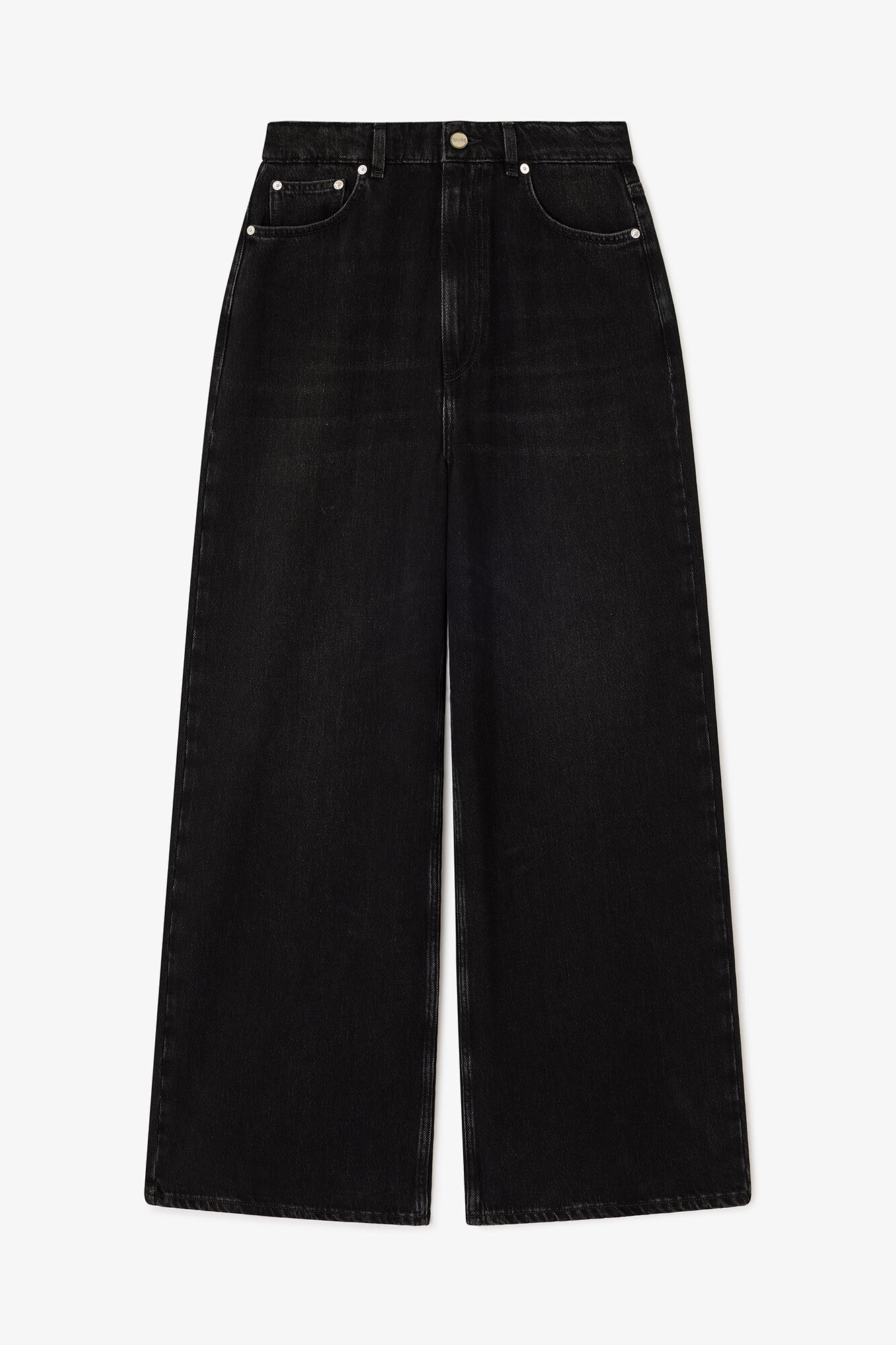 Jean baggy noir d&eacute;lav&eacute;, Organic Cotton, in colour Black Washed - 1 - GANNI