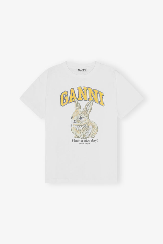 White Relaxed Jersey Bunny T-shirt, Bright White