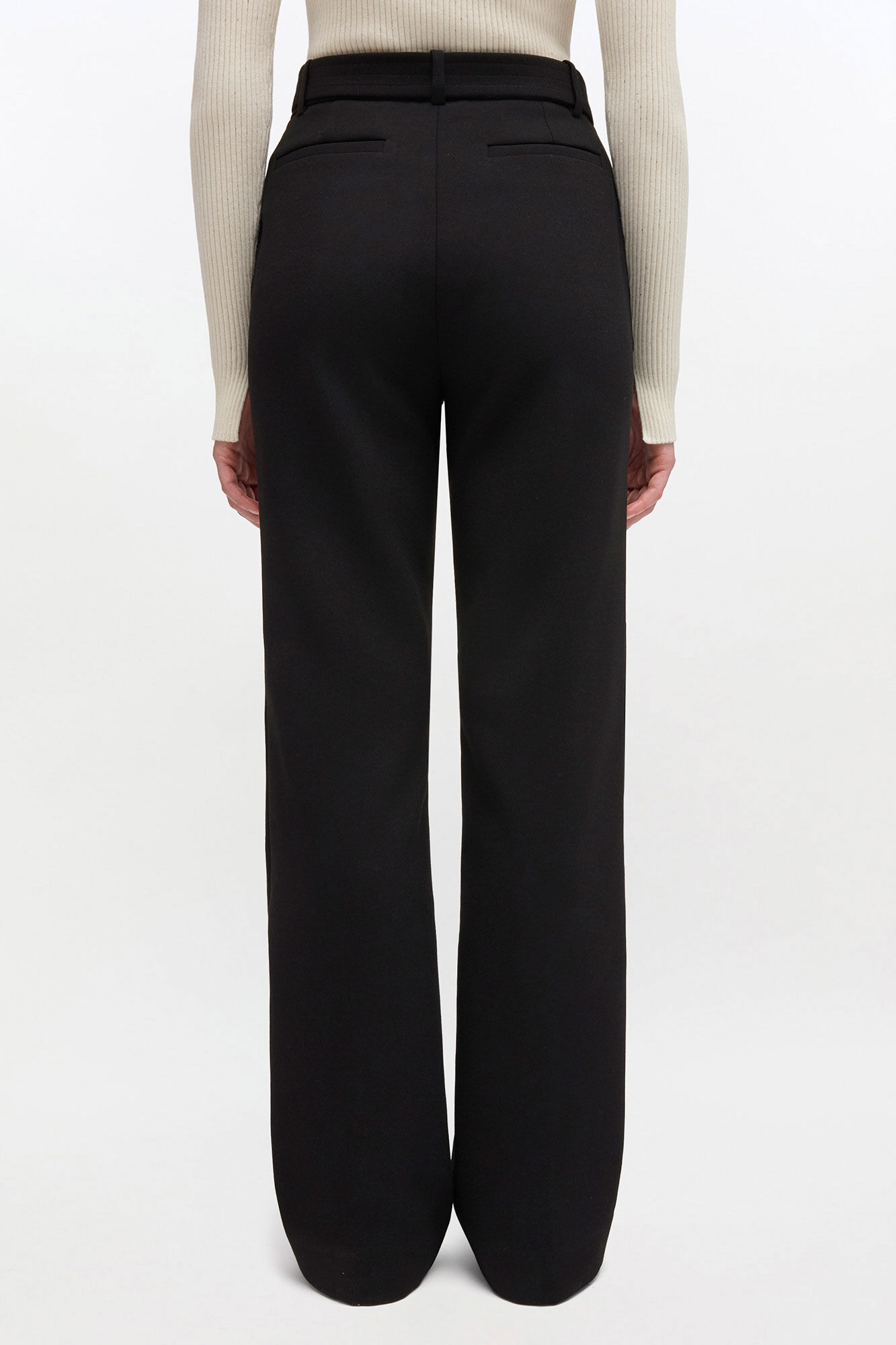 Belted Pants in Black, Recycled Polyester, in colour Black - 3 - GANNI