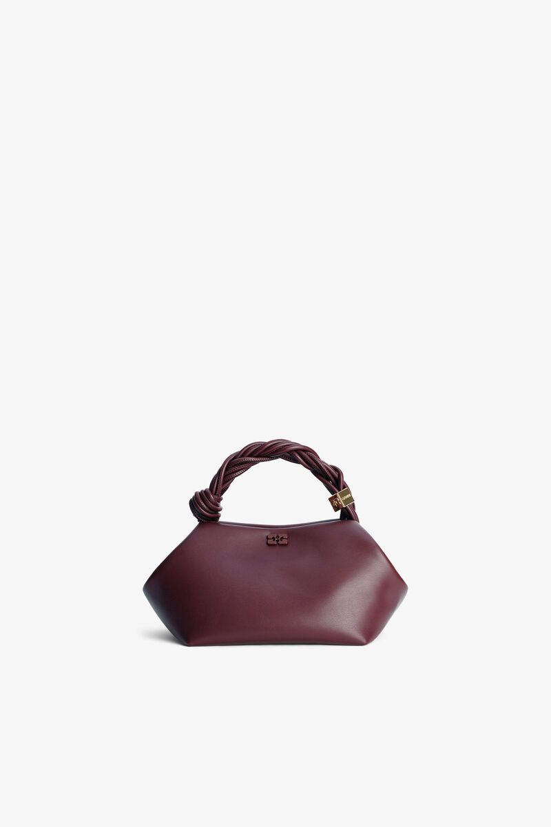 Burgundy Small GANNI Bou Bag, Recycled Leather, in colour Burgundy - 1 - GANNI