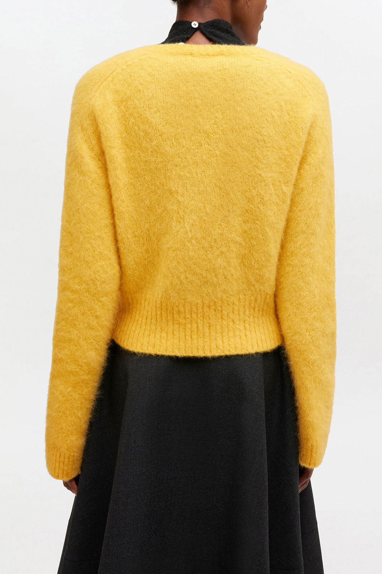 Yellow V-neck Jumper, Alpaca, in colour Blazing Yellow - 3 - GANNI