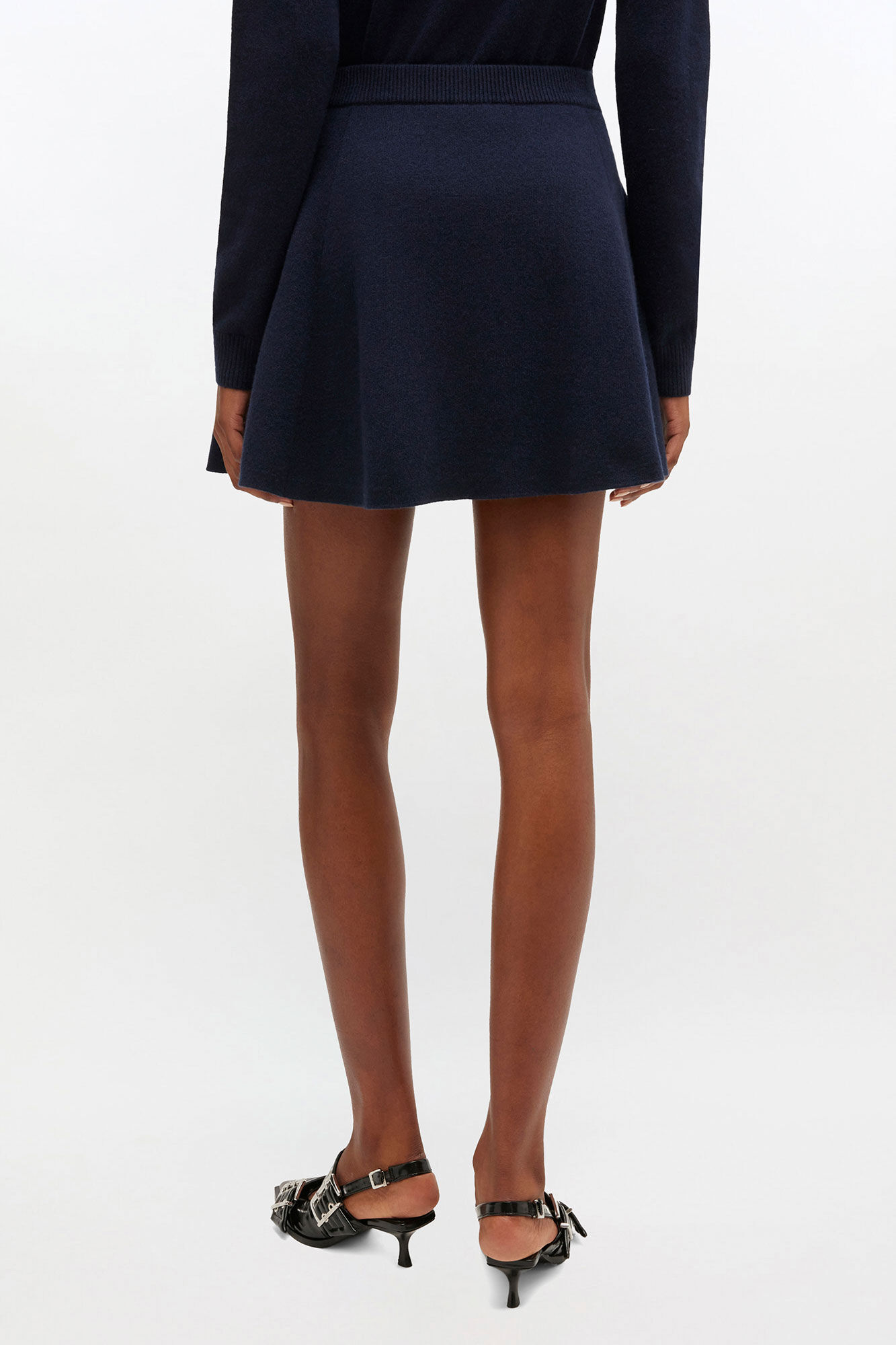 Cashmere Wool Mini Skirt, Wool, in colour Sky Captain - 3 - GANNI