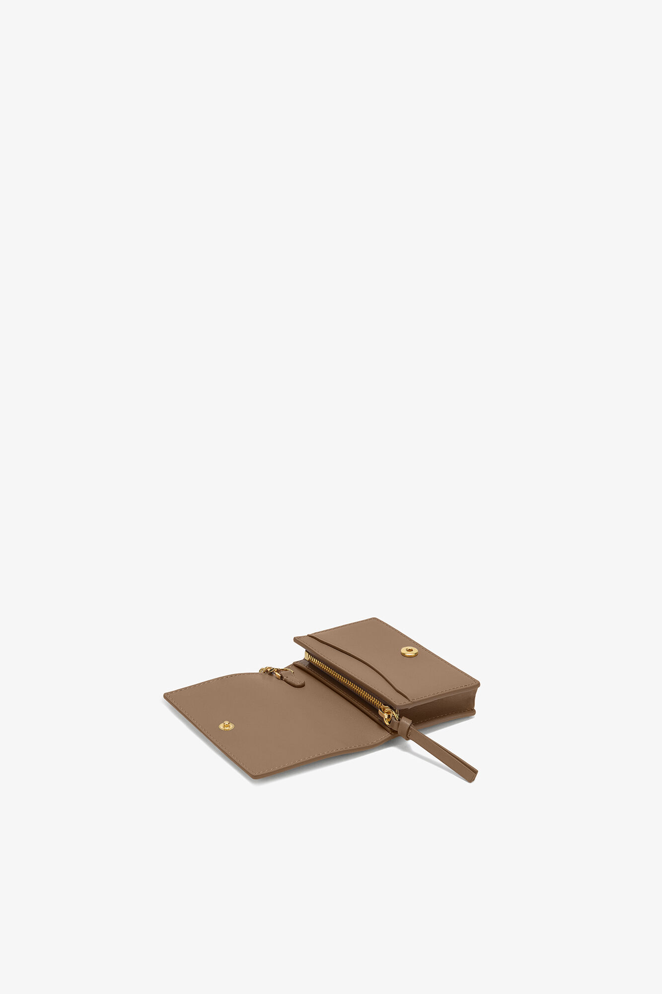 Bou Card Holder with Flap in Brown, Recycled Leather, in colour Coca Mocha - 3 - GANNI