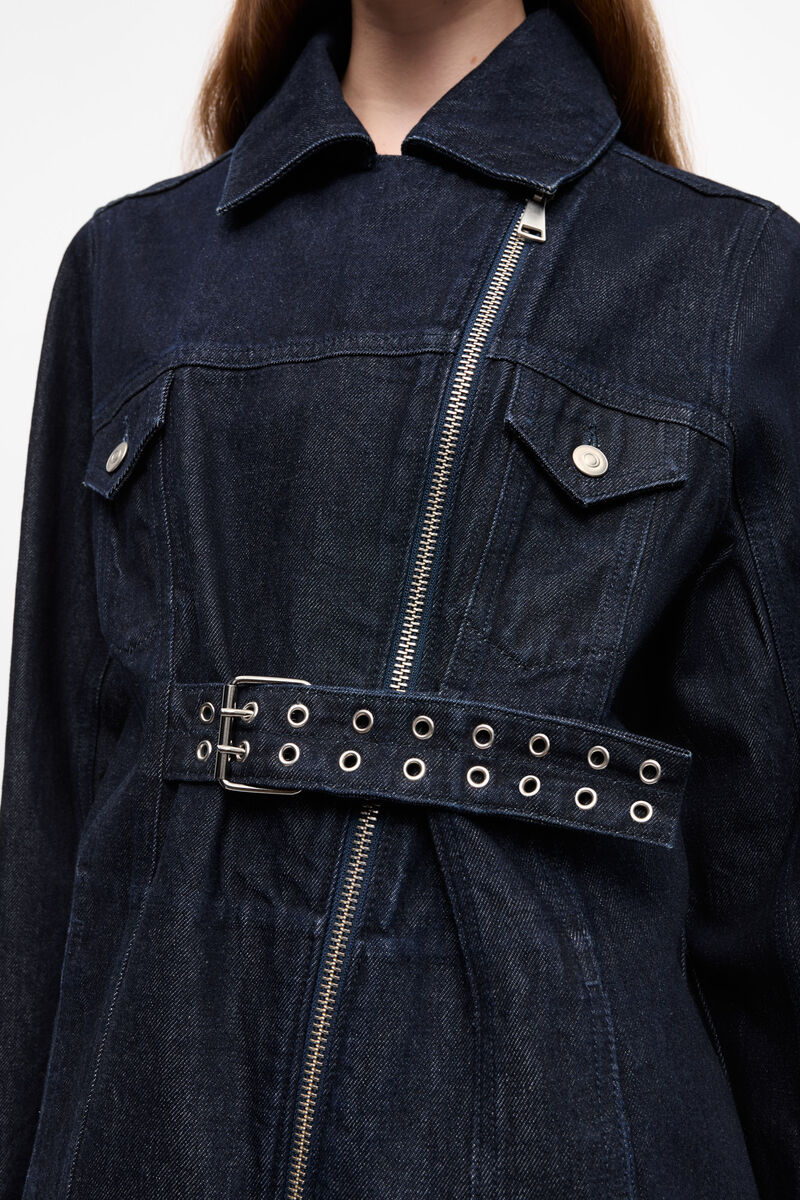 Blue Rinse Denim Jacket, Organic Cotton, in colour Rinse - 4 - GANNI