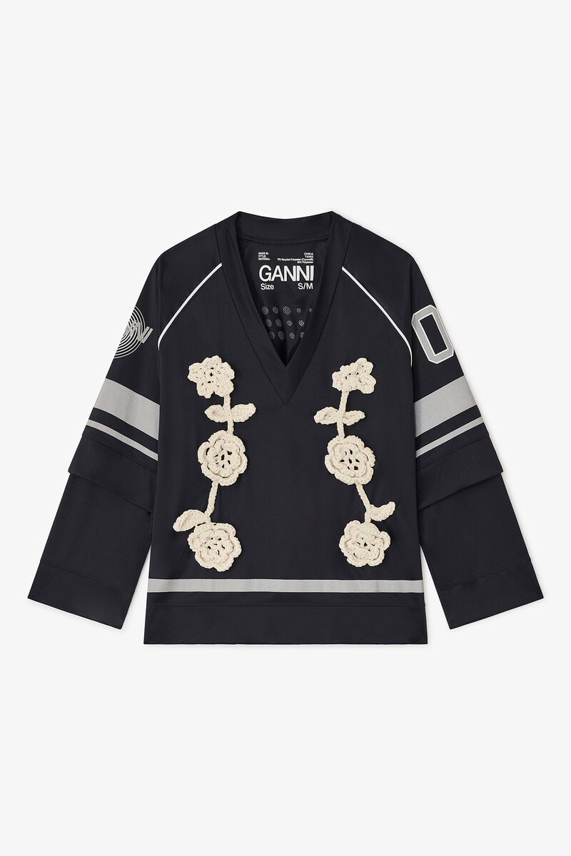 Black League Long-sleeve, Polyester, in colour Black - 1 - GANNI