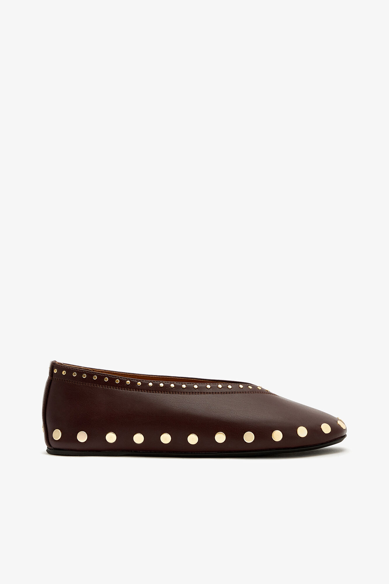 Jenny Ballerina in Brown, Recycled Leather, in colour Chicory Coffee - 1 - GANNI