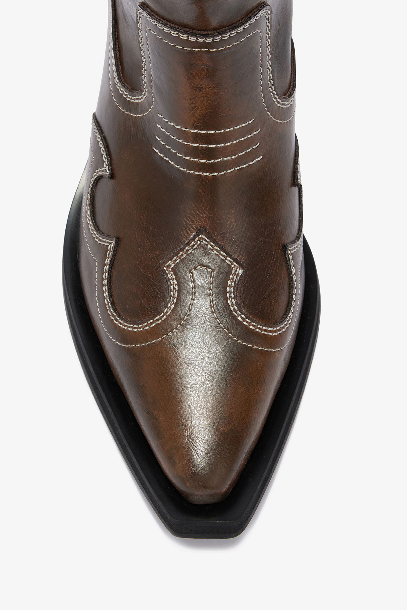 Bottes brod&eacute;es &agrave; tige basse Western, Polyurethane, in colour Dark Olive - 3 - GANNI