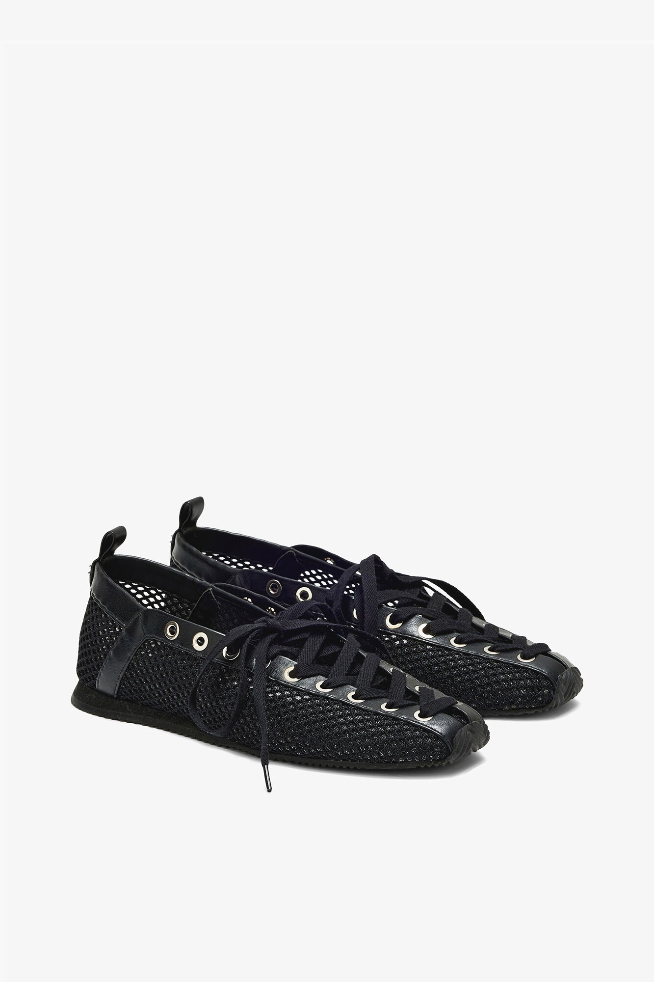 Sporty Ballerina in Black Mesh, Recycled Polyester, in colour Black - 2 - GANNI