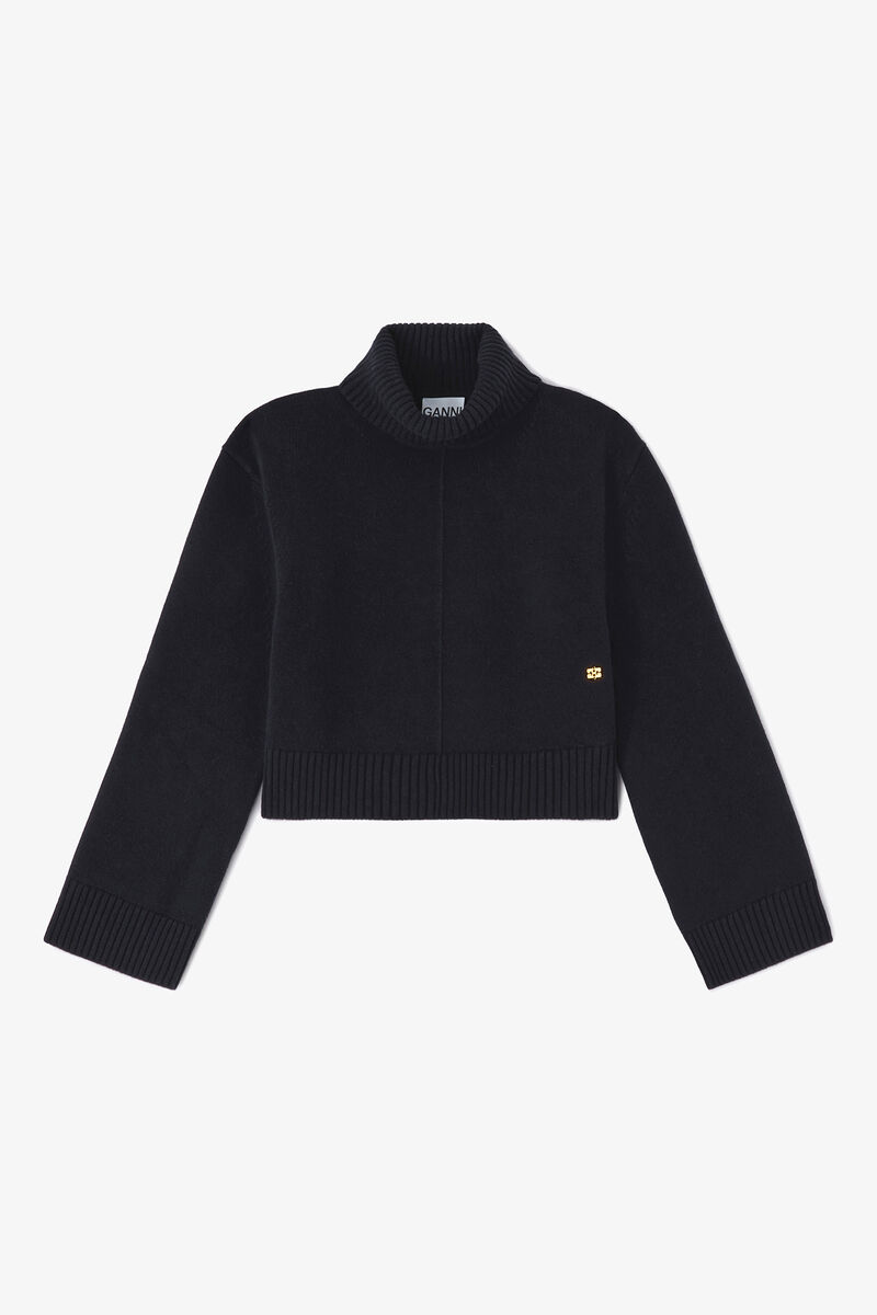 Wool Turtleneck Jumper, Wool, in colour Sky Captain - 1 - GANNI