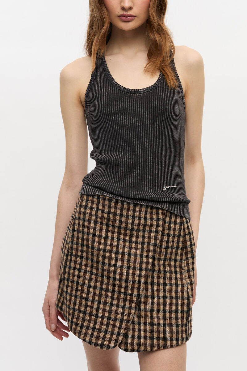 Black Washed Tank Top, Organic Cotton, in colour Black Washed - 5 - GANNI