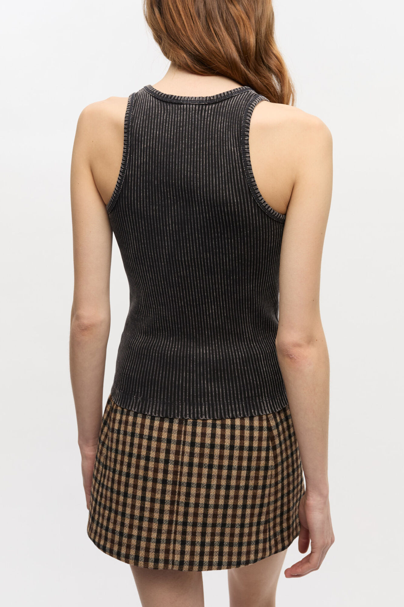 Black Washed Tank Top, Organic Cotton, in colour Black Washed - 7 - GANNI
