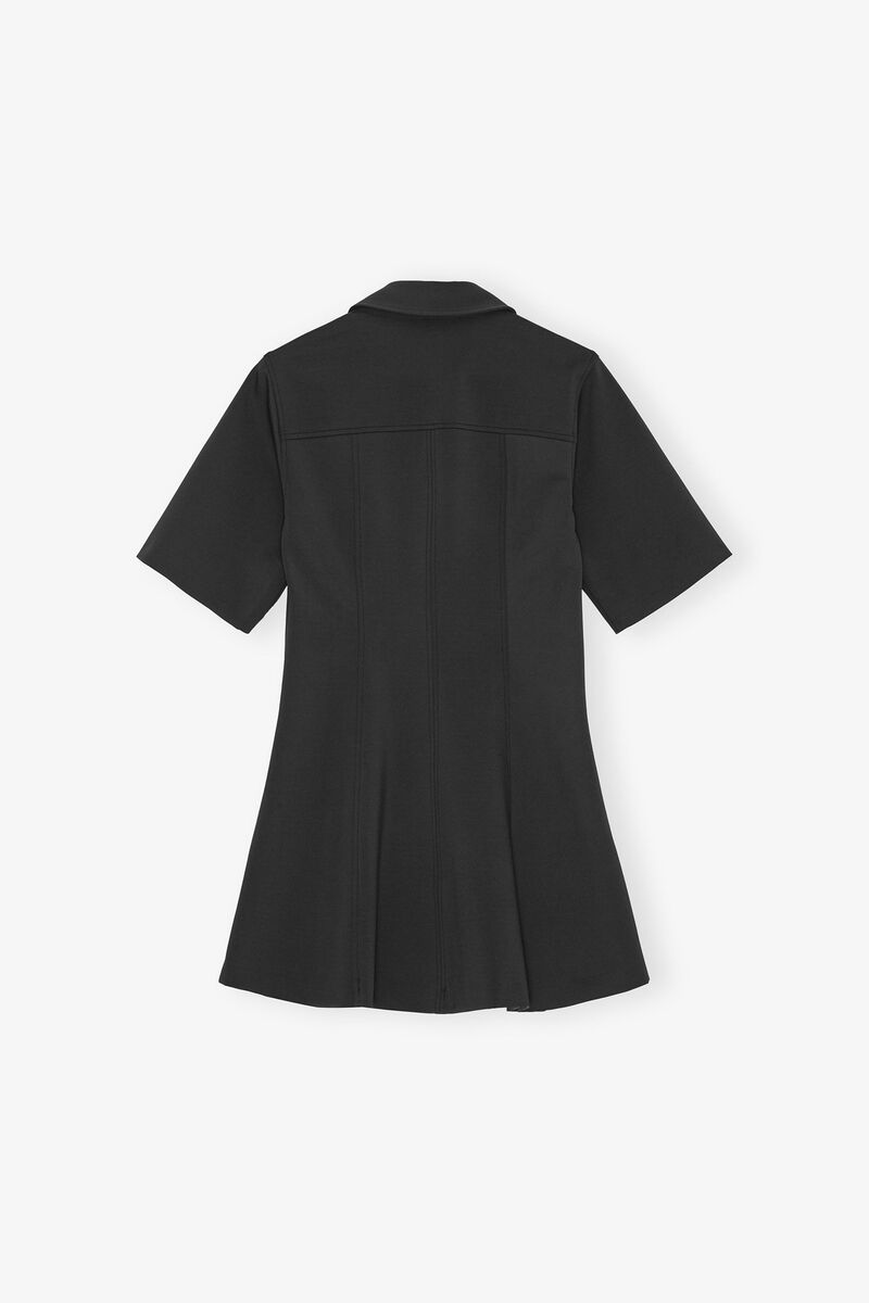Dress in Black Neoprene, Recycled Polyamide, in colour Phantom - 2 - GANNI