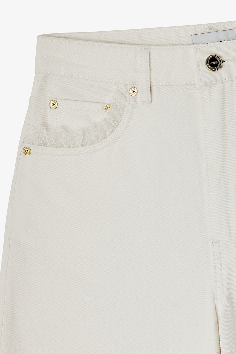 Lari Straight Jeans in White Denim, Organic Cotton, in colour Bright White - 2 - GANNI
