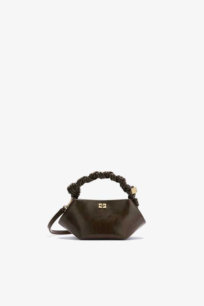 Green Crinkle Mini Bou Bag, Dark Olive