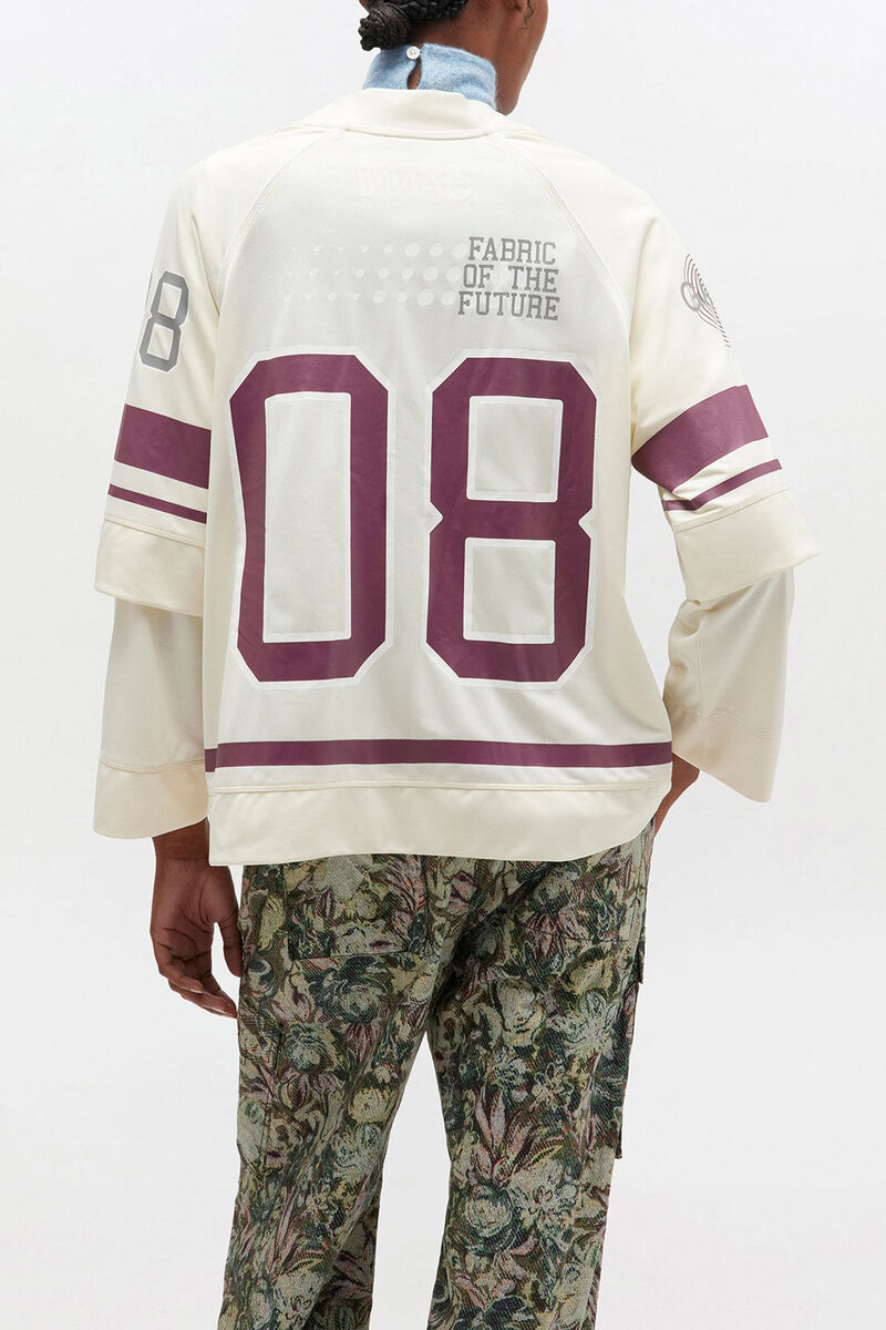 Ivory GANNI League Long-sleeve, Polyester, in colour Egret - 3 - GANNI