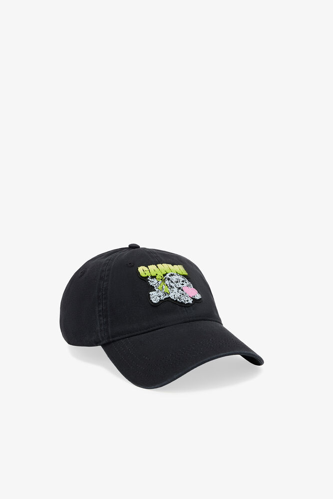 Black Puppy Canvas Cap, Washed Black/Black