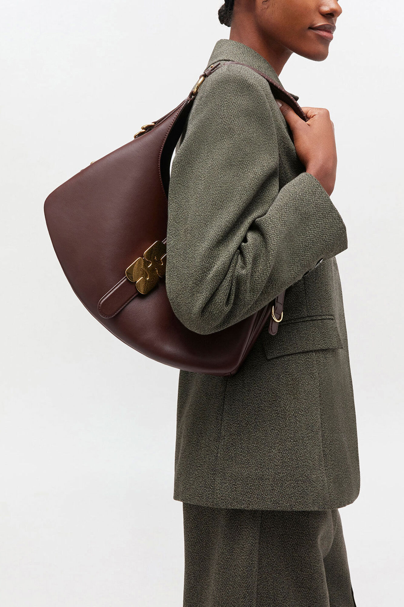 Petit sac marron Kat, Recycled Leather, in colour Chicory Coffee - 1 - GANNI