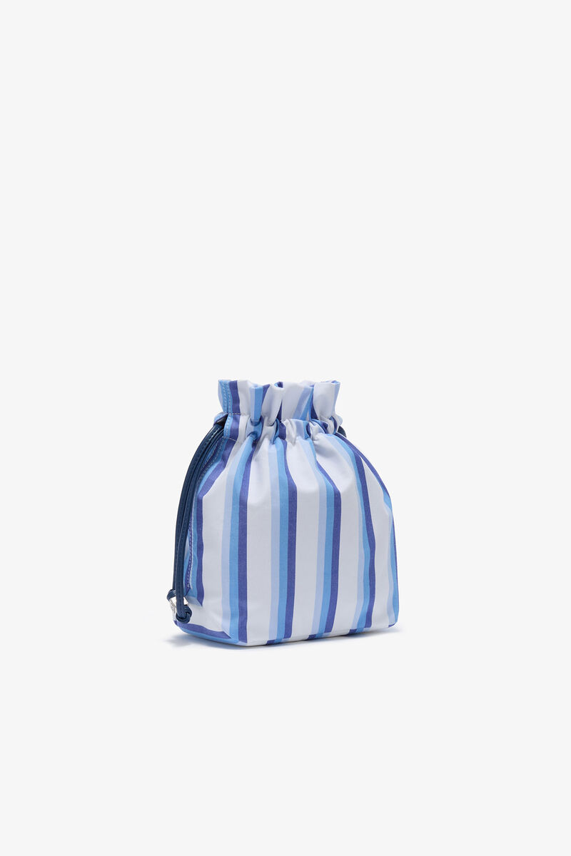 Striped Paris GANNI Club Pouch, Organic Cotton, in colour Silver Lake Blue - 2 - GANNI