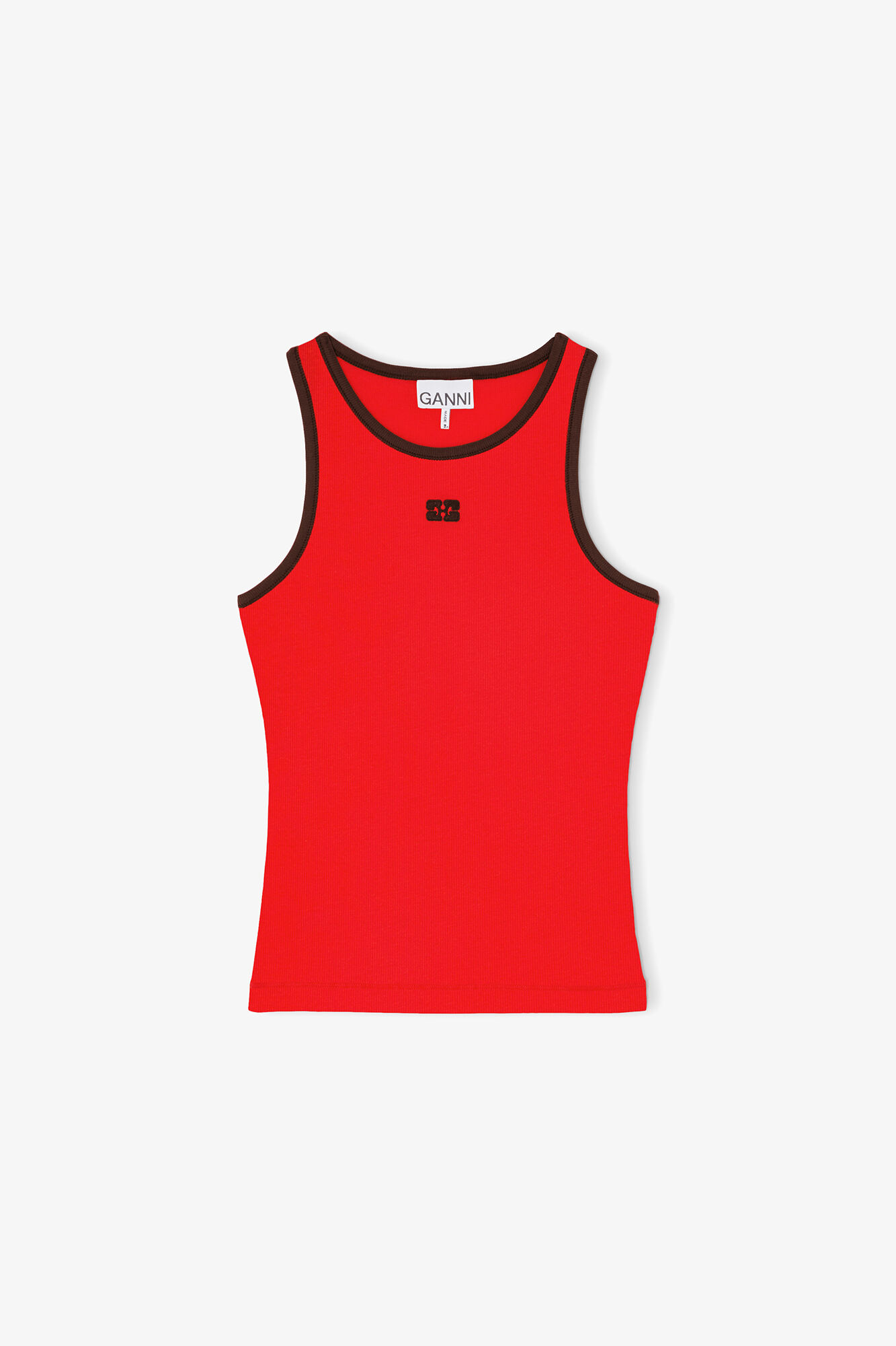 Tanktop in Rot, Organic Cotton, in colour High Risk Red - 1 - GANNI