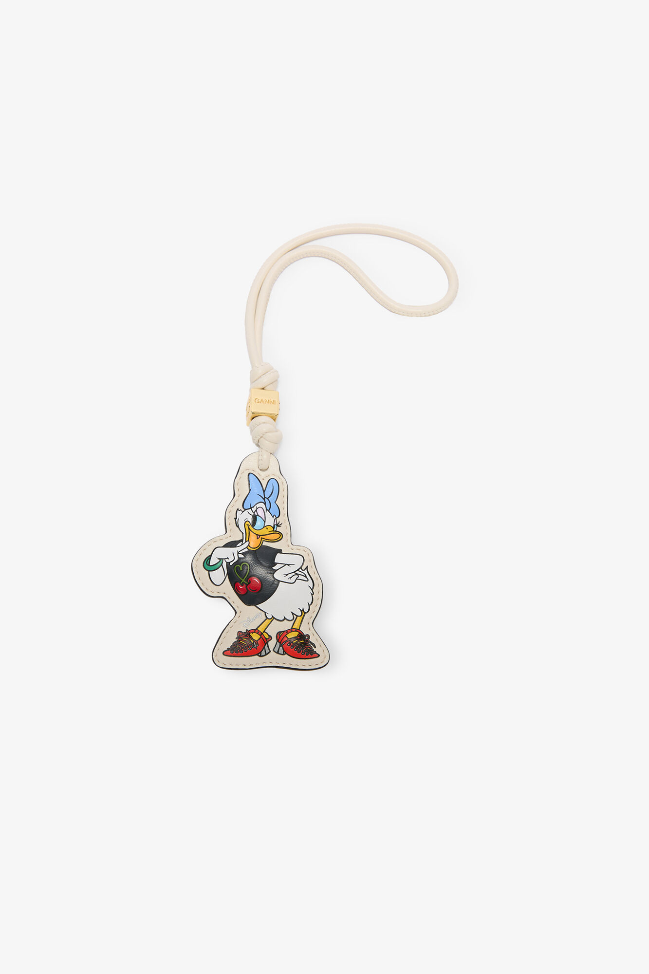 Daisy Duck White Charm, Recycled Leather, in colour Egret - 1 - GANNI