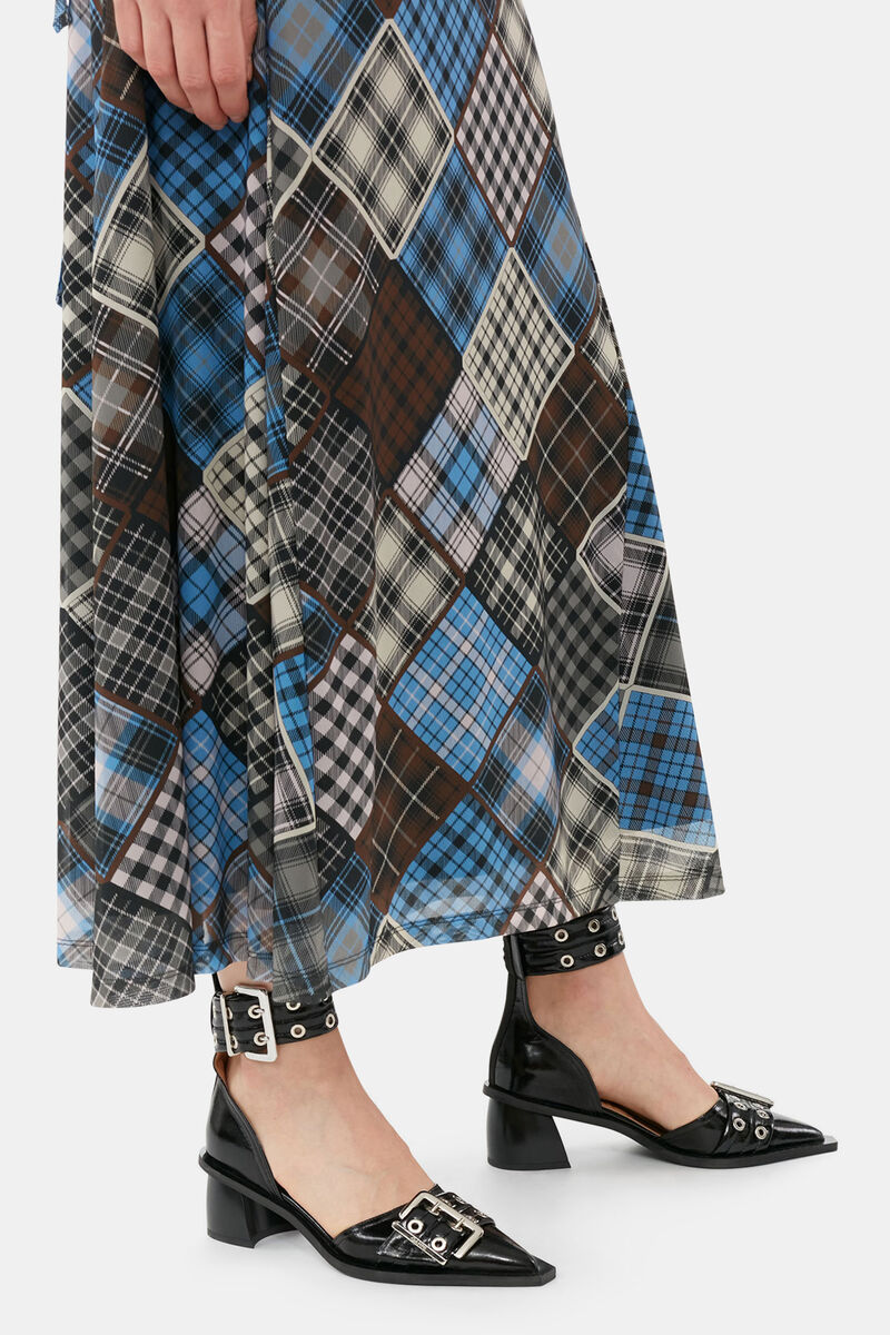 Black Chunky Buckle Open Cut Pumps, Recycled Polyester, in colour Black - 3 - GANNI