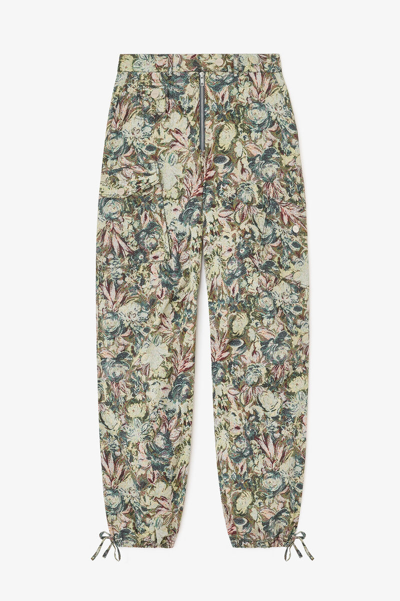 Trousers in Tapestry Twill, Organic Cotton, in colour Jadeite - 1 - GANNI